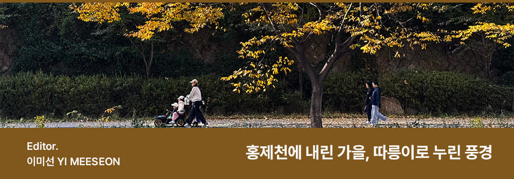 Editor: 이미선 / Title: 홍제천에 내린 가을, 따릉이로 누린 풍경