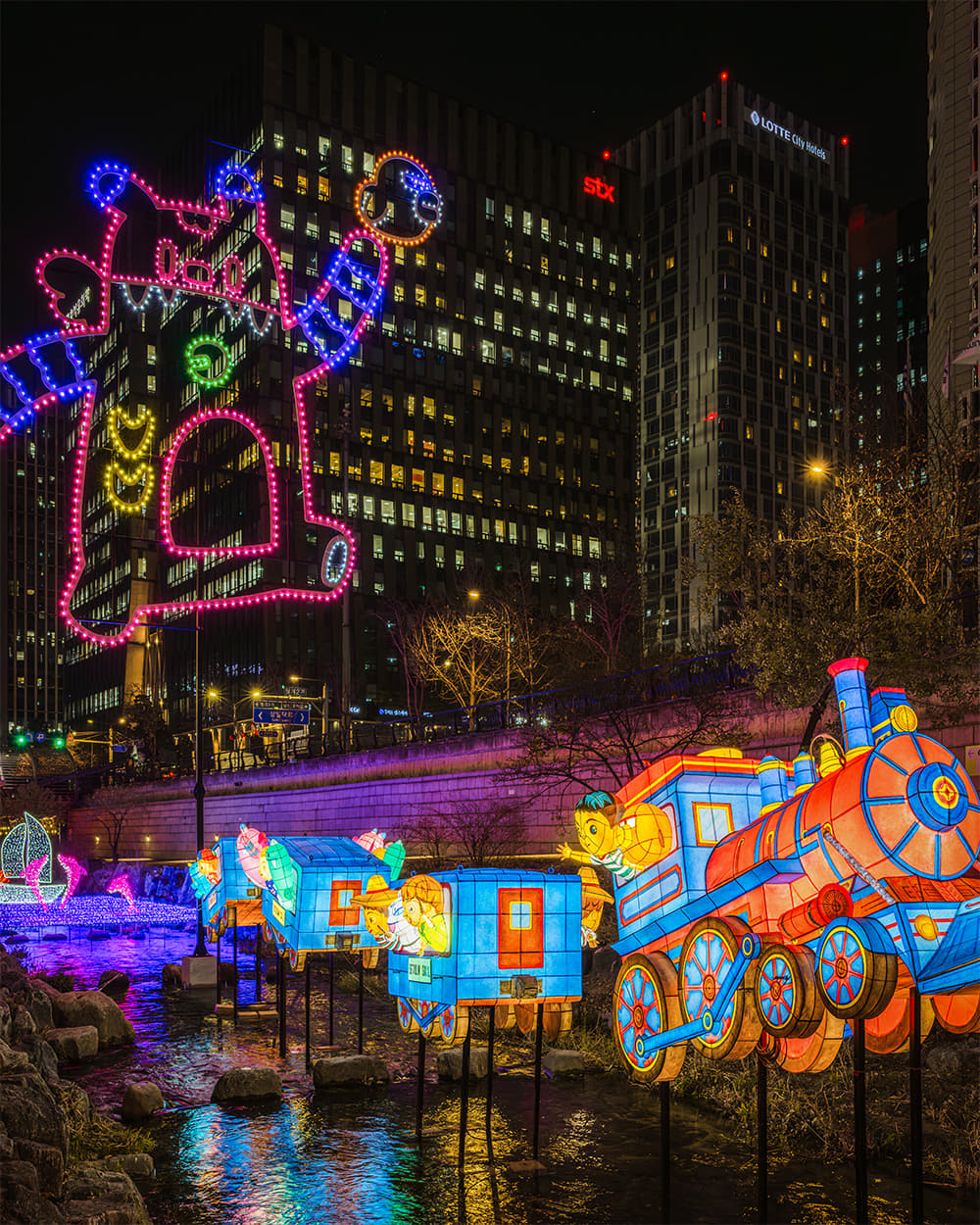 Dazzling scenery on a magical winter night in Seoul